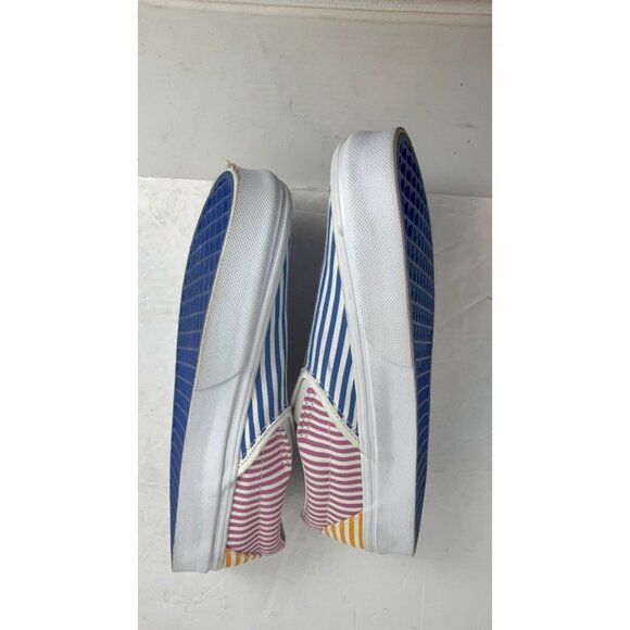 Vans unisex striped blue red Yellow slip on sneakers size MENS 7 WOMENS 8.5 - Picture 2 of 8